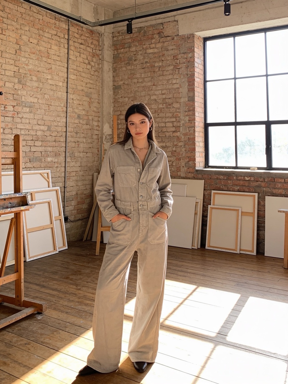 NWT Universal Thread Mushroom Gray Denim Utility Jumpsuit Size 12 Reg - Picture 6 of 14